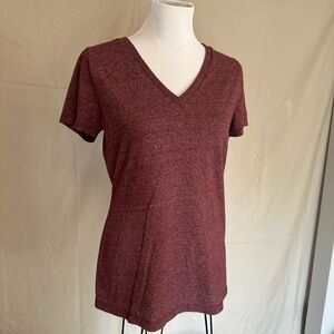 Mossimo Supply Co. Burgundy V-Neck Tee short sleeve T-shirt, large marled maroon